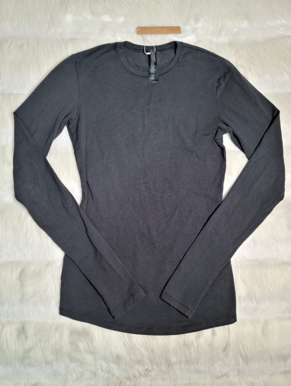 SKIMS Maternity Cotton Jersey Long Sleeve T-Shirt Black Soot Women Small NEW